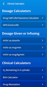 Clinical Calc Screen Dosage, Infusion and More
